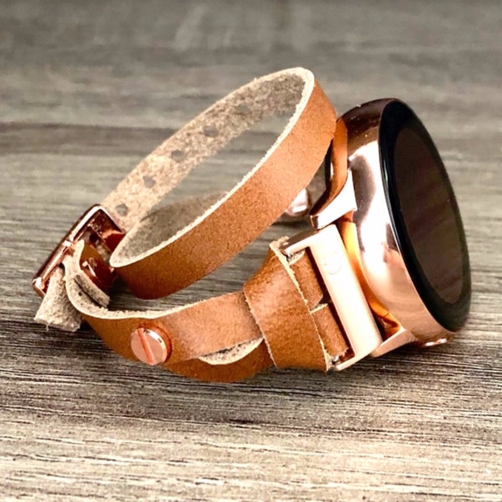 Bronze Leather Rose Gold Galaxy Watch 42mm Band